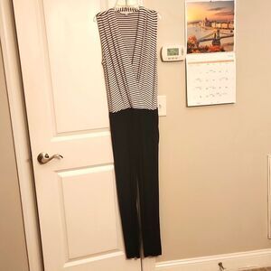 Trina Turk "Giselle" Blue & White Striped Sleeveless Nautical Jumpsuit Size XS